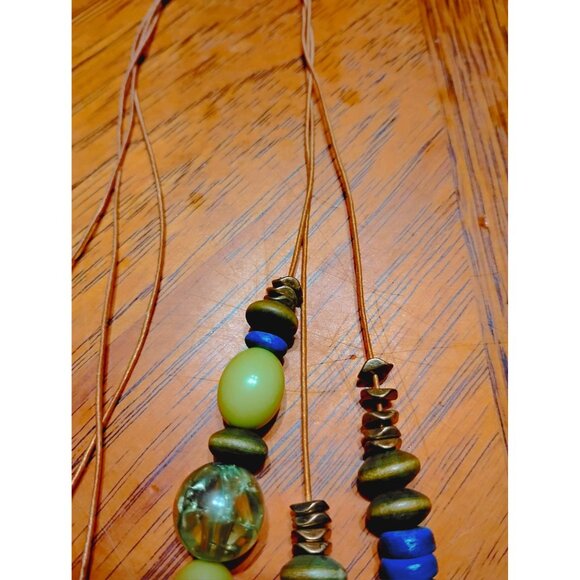 Coldwater Creek 3 strand necklace, blues and greens J-2 - Picture 3 of 5